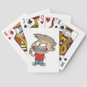 Grappige Cartoon Boy met Braces Smile Pokerkaarten (Achterkant)