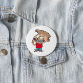 Grappige Cartoon Boy met Braces Smile Ronde Button 7,6 Cm