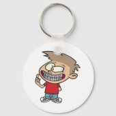 Grappige Cartoon Boy met Braces Smile Sleutelhanger (Voorkant)