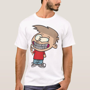 Grappige Cartoon Boy met Braces Smile T-shirt