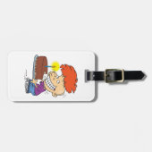 Grappige Cartoon Boy met Chocolade Verjaardagstaar Bagagelabel (Voorkant horizontaal)