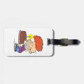 Grappige Cartoon Boy met Chocolade Verjaardagstaar Bagagelabel (Achterkant horizontaal)