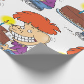 Grappige Cartoon Boy met Chocolade Verjaardagstaar Cadeaupapier