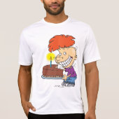 Grappige Cartoon Boy met Chocolade Verjaardagstaar T-shirt (Voorkant)
