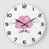 Grappige Cartoon brein knipogend personage duimen Grote Klok (Voorkant)