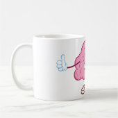 Grappige Cartoon brein knipogend personage duimen  Koffiemok (Links)