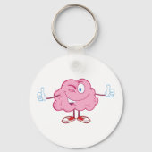 Grappige Cartoon brein knipogend personage duimen  Sleutelhanger (Achterkant)