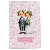 Grappige cartoon bruid bruidegom cadeau tas medium cadeauzakje (Voorkant)