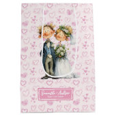 Grappige cartoon bruid bruidegom cadeau tas medium cadeauzakje (Achterkant)