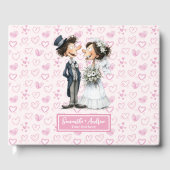 Grappige Cartoon bruid en bruidegom gastenboek (Voorkant)
