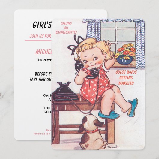 Grappige cartoon bruiloft roddels kaart (Voorkant / Achterkant)