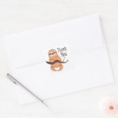 Grappige Cartoon Bruine Cute Luiaard Dank Je Vierk Vierkante Sticker (Envelop)