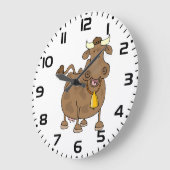 Grappige Cartoon Bruine Koe met Bell Boerderij Ani Grote Klok (Hoek)