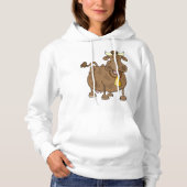 Grappige Cartoon Bruine Koe met Bell Boerderij Ani Hoodie (Voorkant)