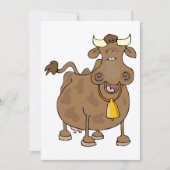 Grappige Cartoon Bruine Koe met Bell Boerderij Ani Kaart (Voorkant)