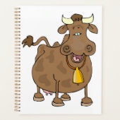 Grappige Cartoon Bruine Koe met Bell Boerderij Ani Planner (Voorkant)
