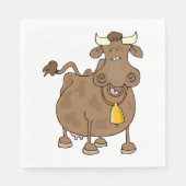 Grappige Cartoon Bruine Koe met Bell Boerderij Ani Servet (Voorkant)