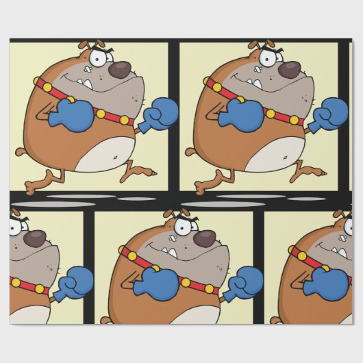Grappige Cartoon Bulldog Boxer Dog Cadeaupapier (Vlak)