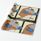 Grappige Cartoon Bulldog Boxer Dog Cadeaupapier (Uitgerold)