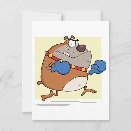 Grappige Cartoon Bulldog Boxer Dog Notitiekaartje (Voorkant)
