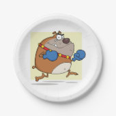 Grappige Cartoon Bulldog Boxer Dog Papieren Bordje (Voorkant)