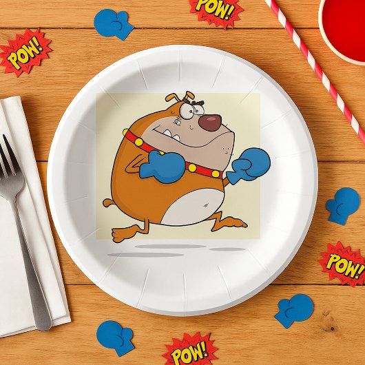 Grappige Cartoon Bulldog Boxer Dog Papieren Bordje