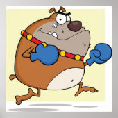 Grappige Cartoon Bulldog Boxer Dog Poster (Voorkant)