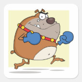 Grappige Cartoon Bulldog Boxer Dog Vierkante Sticker (Voorkant)