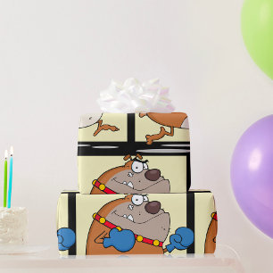 Grappige Cartoon Bulldog Boxer Hond Cadeaupapier