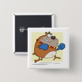 Grappige Cartoon Bulldog Boxer Hond Vierkante Button 5,1 Cm (Voorkant /achterkant)