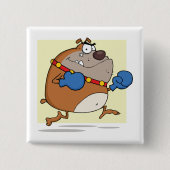 Grappige Cartoon Bulldog Boxer Hond Vierkante Button 5,1 Cm (Voorkant)