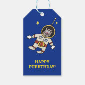 Grappige Cartoon Cat Astronaut Cadeaulabel (Voorkant)