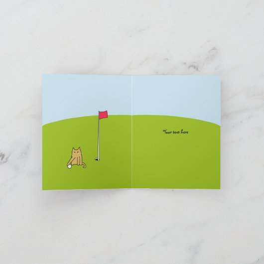 Grappige Cartoon Cat Birdie Golf Joke Verjaardag Kaart (Binnen)