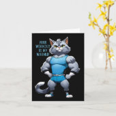 Grappige Cartoon Cat - Bodybuilding Gym Style - Wa Kaart (Gele Bloem)