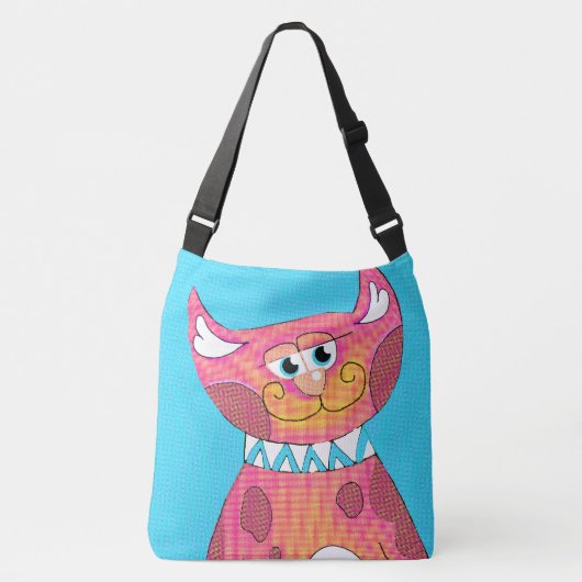 Grappige Cartoon Cat Cross Body Bag Crossbody Tas (Voorkant)