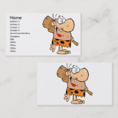 grappige cartoon caveman met club visitekaartje (Voorkant / Achterkant)