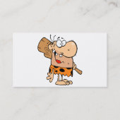 grappige cartoon caveman met club visitekaartje (Achterkant)