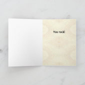 Grappige Cartoon Caveman met Gitaar Kaart Sjabloon (Binnen)