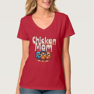 Grappige Cartoon Chicks   Chicken Mom gepersonalis T-shirt