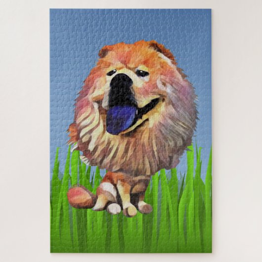 Grappige Cartoon Chow Chow Hond 1014-delige Puzzel (Verticaal)