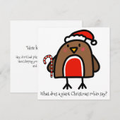 Grappige Cartoon Christmas Robin Feestdagenkaart (Voorkant / Achterkant)