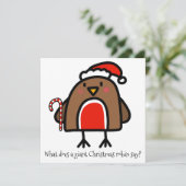 Grappige Cartoon Christmas Robin Feestdagenkaart (Staand voorkant)