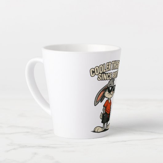 Grappige Cartoon|Cool Bunny|Grappig cadeau Latte Mok (Linkerhoek)