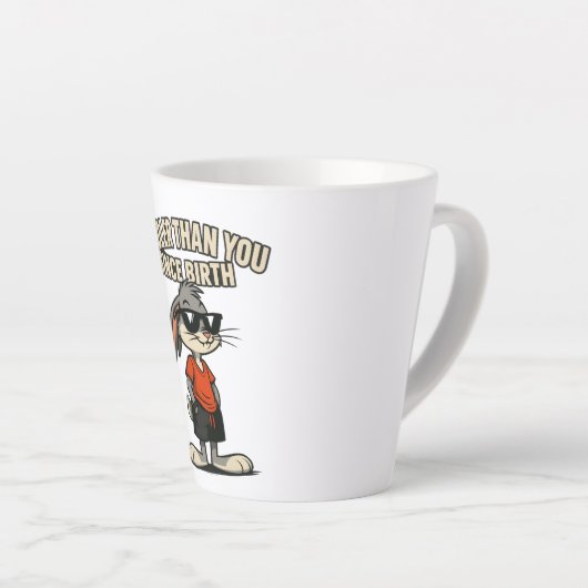 Grappige Cartoon|Cool Bunny|Grappig cadeau Latte Mok (Rechterhoek)