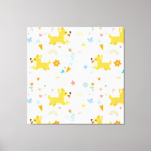 grappige cartoon corgi honden canvas afdruk