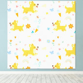 grappige cartoon corgi honden canvas afdruk (Insitu (Houten vloer))