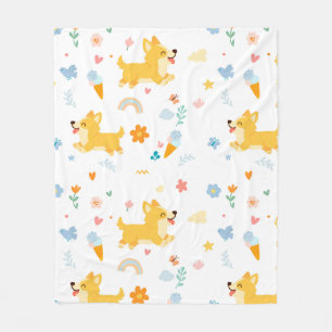 grappige cartoon corgi honden fleece deken