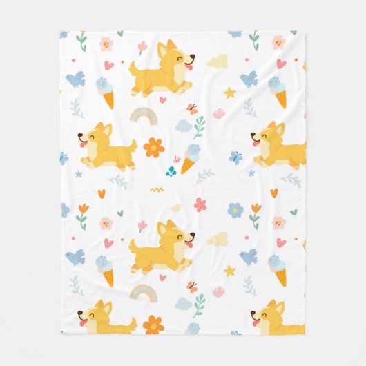 grappige cartoon corgi honden fleece deken (Voorkant)