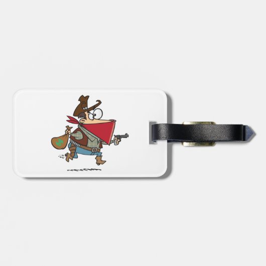 Grappige Cartoon Cowboy Bandit Robber Bagagelabel (Achterkant horizontaal)