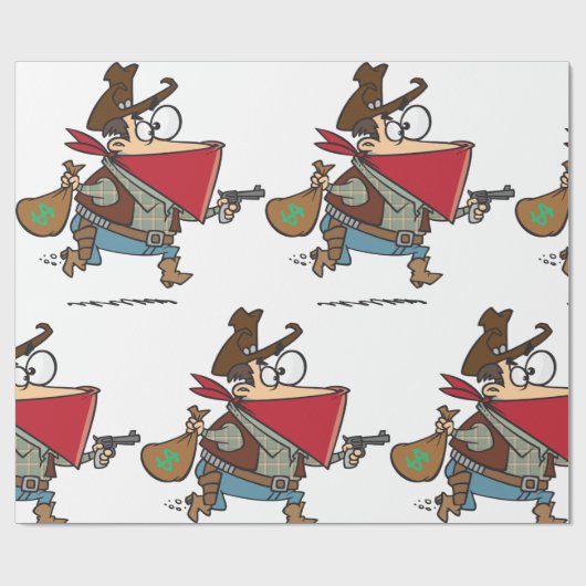 Grappige Cartoon Cowboy Bandit Robber Cadeaupapier (Vlak)